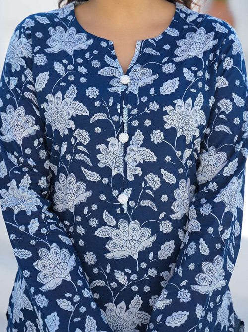 Blue Kurta Harem Pant Set Details