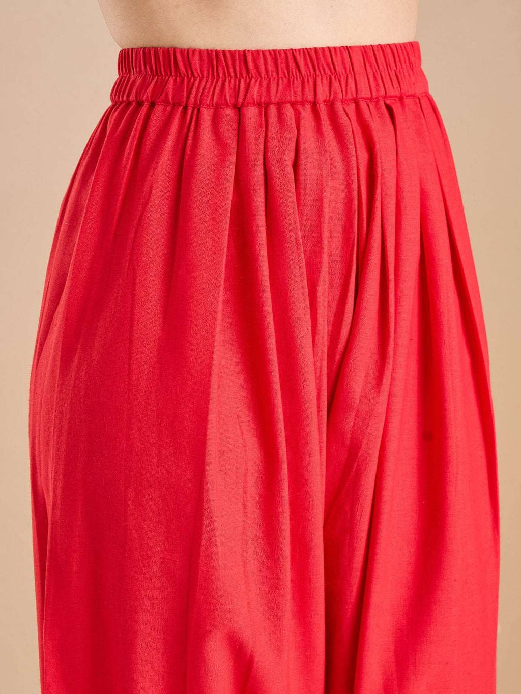 Elegant red pleated ethnic palazzo pants for women