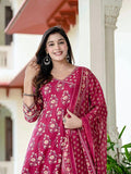 Pure Cotton Printed Angrakha Anarkali Suit Set with Sequence Adda Work