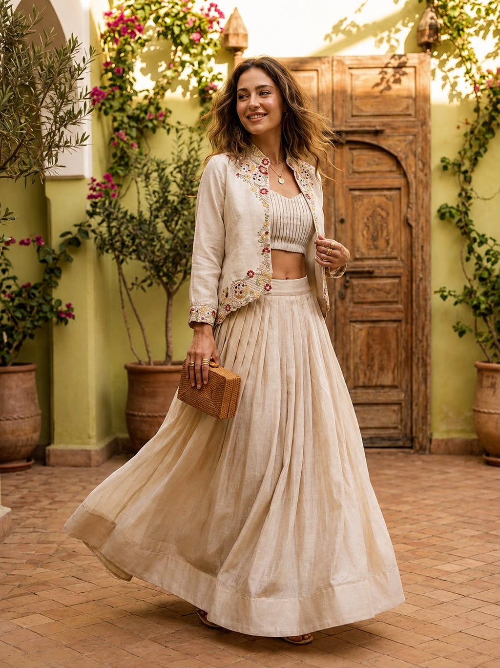 Festive Fusion Opulence: Premium Zazu Silk Embroidered Jacket Lehenga Set with 3-Meter Flair
