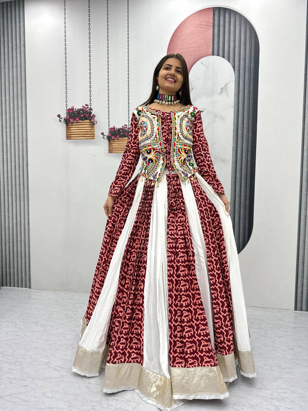 Navratri Special Pure Cotton Lehenga Choli – 6 Meter Big Flair with Traditional Gamathi Work