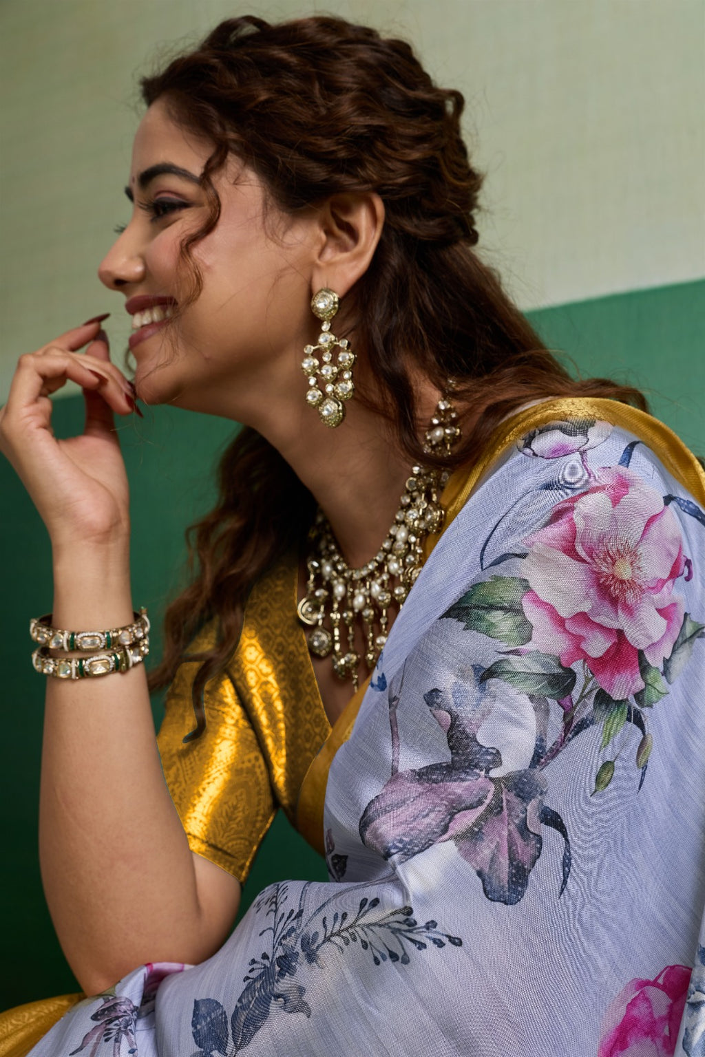 Pure Kanjivaram Tissue Silk Saree with 3D Floral Digital Print