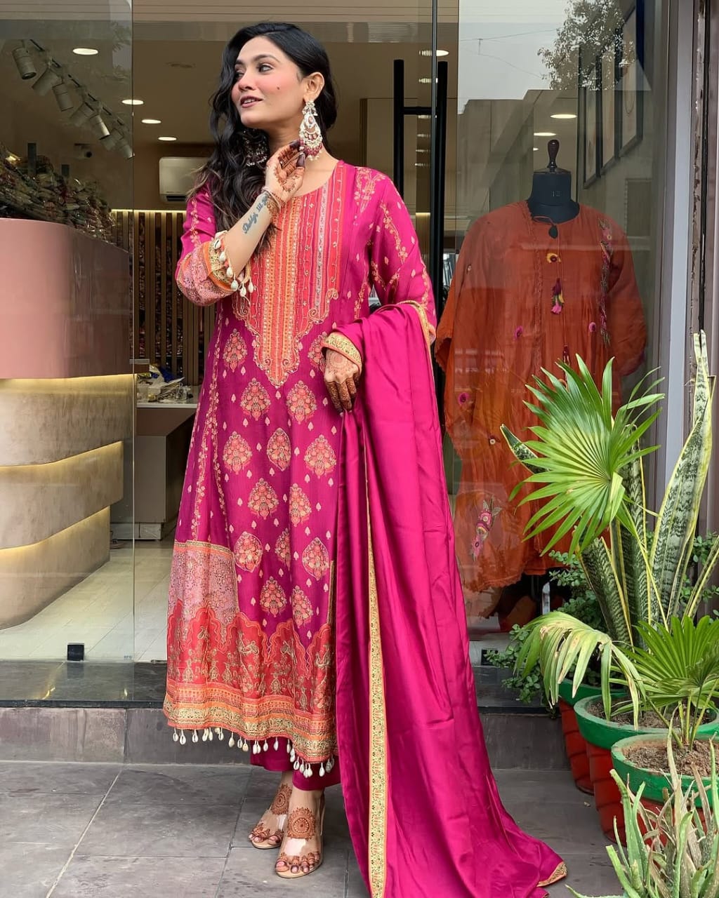 Reshmi Pink Hand-Embroidered Pure Diamond Silk 3-Piece Suit Set