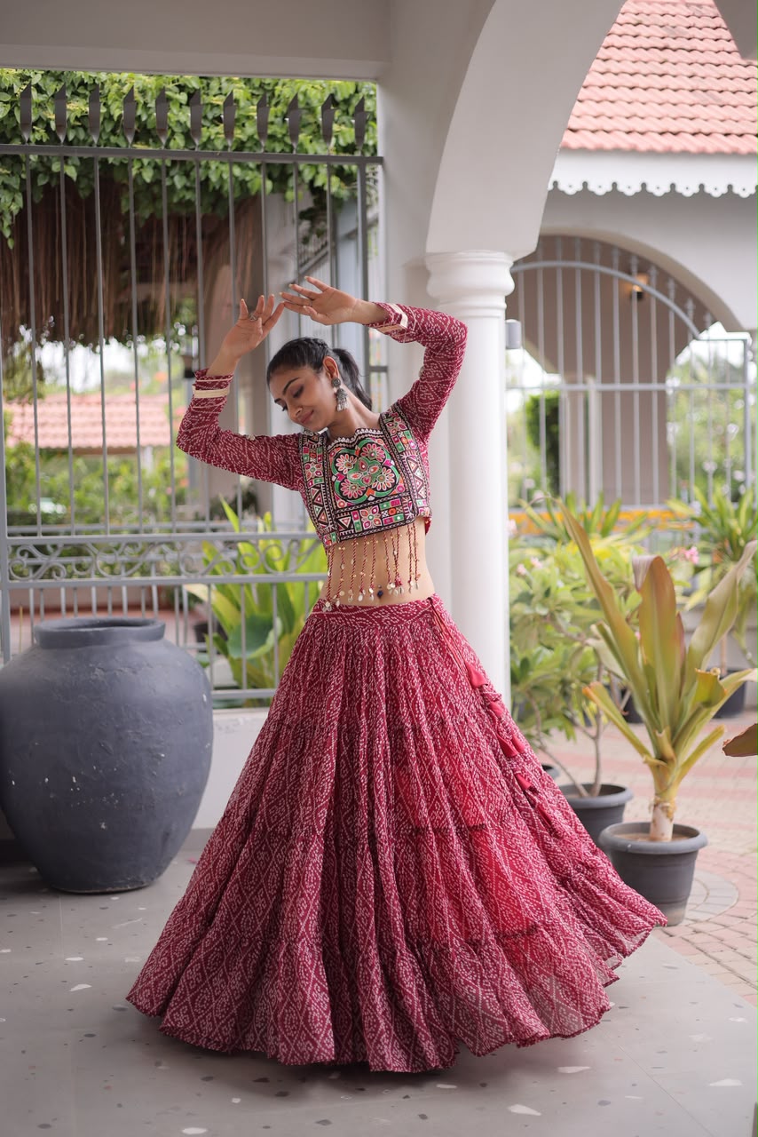 Full-Stitched Kutchi Patchwork Bandhani Lehenga Choli