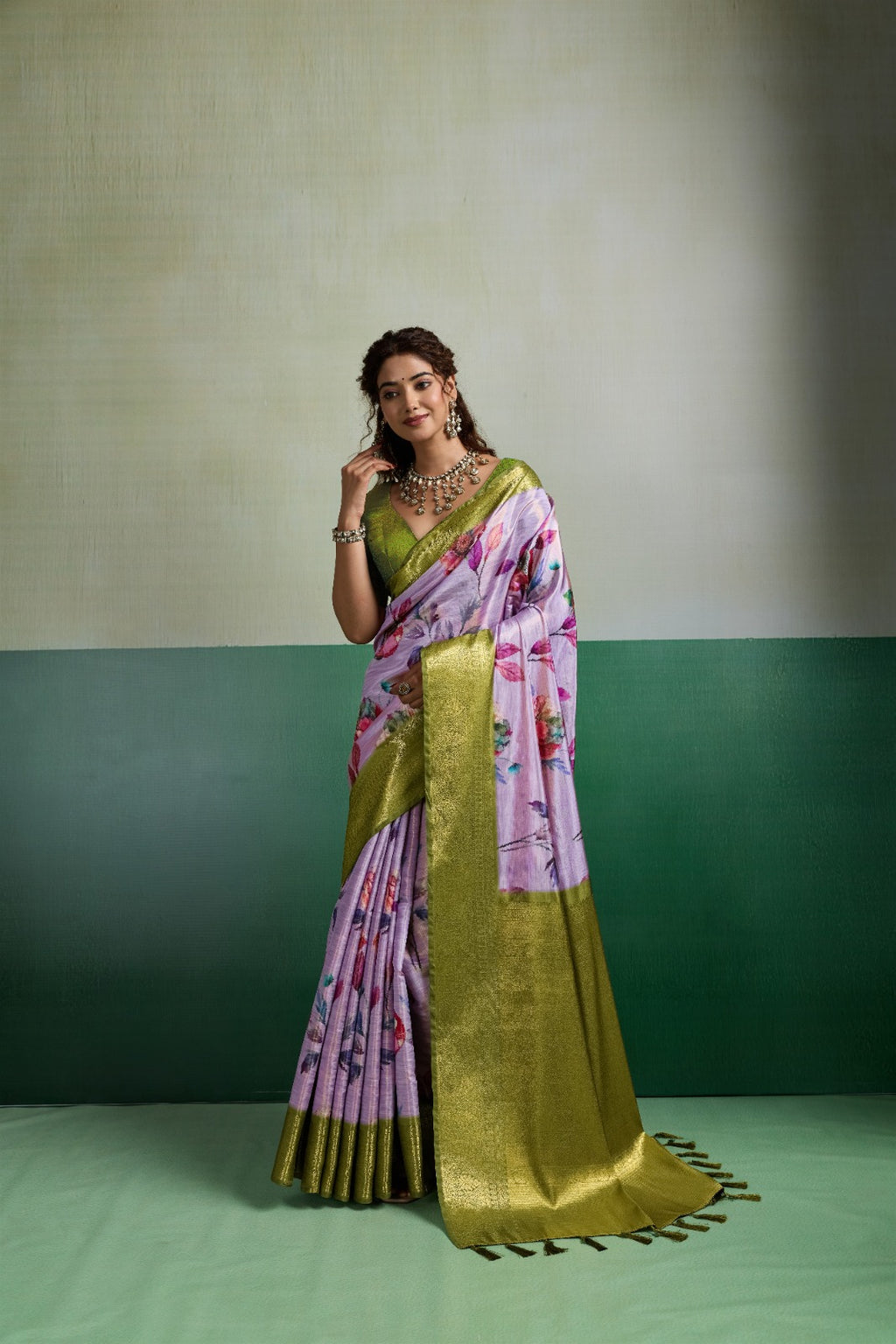 Pure Kanjivaram Tissue Silk Saree with 3D Floral Digital Print