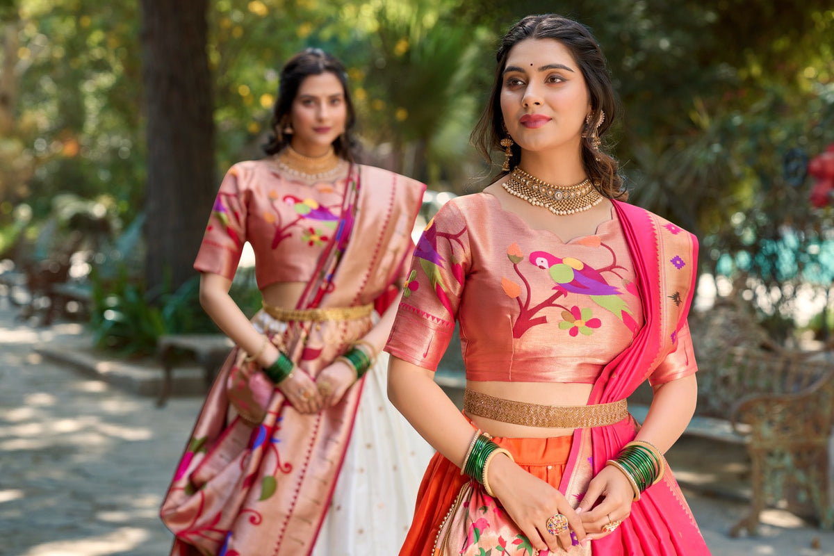 Regal Paithani Silk Lehenga Choli with 4-Meter Royal Flair & Zari Weave