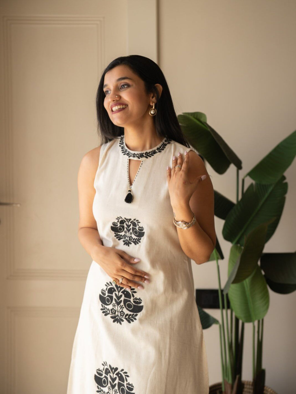 Fine Cotton Flex Embroidered Kurti Set with Dupatta