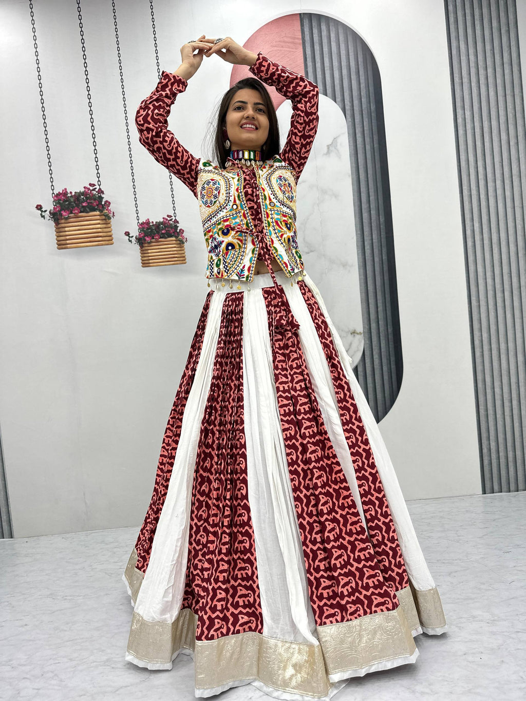 Navratri Special Pure Cotton Lehenga Choli – 6 Meter Big Flair with Traditional Gamathi Work