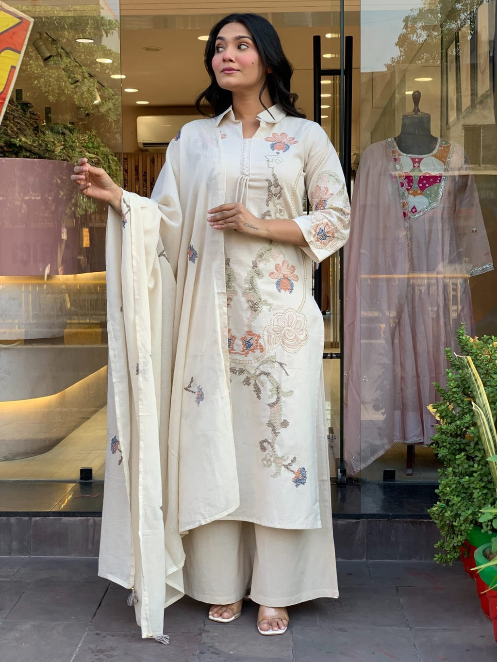 Premium Cotton Flex Embroidered Kurti Set – Elegant Summer Grace