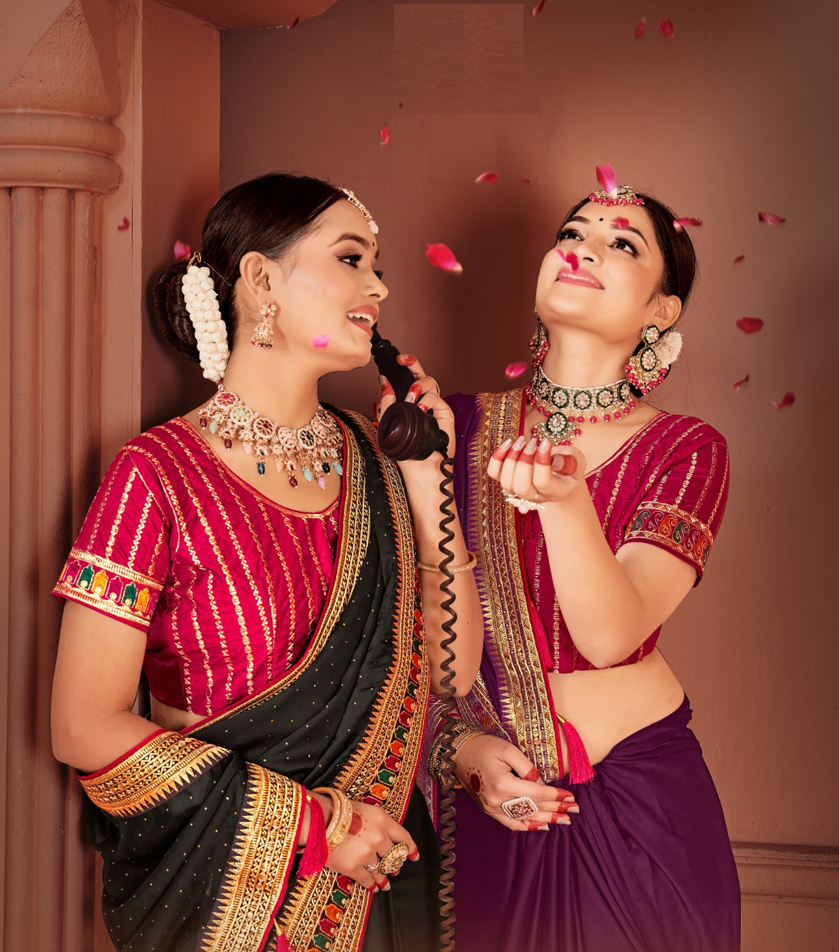 Rangoli Saree with Swarovski Crystal Border & Embroidered Banglory Silk Blouse