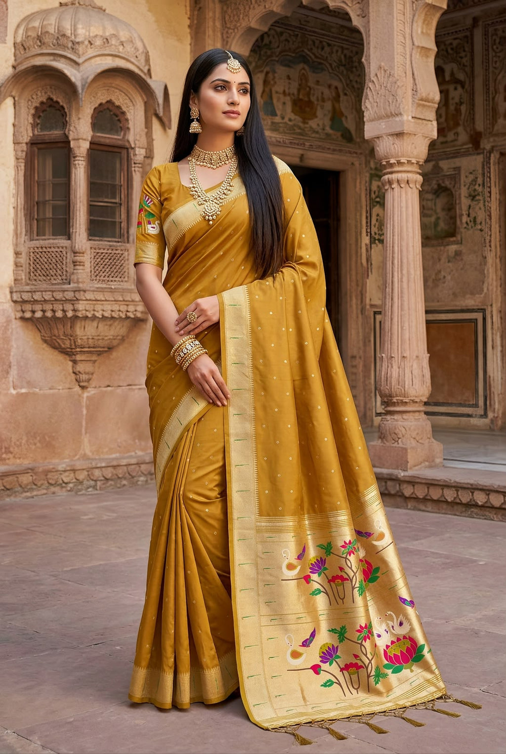 Timeless Royalty: The Muniya Paithani Soft Silk Saree