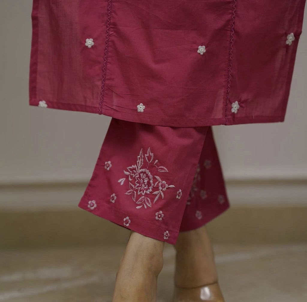 Premium Cotton Embroidered 3-Piece Suit Set