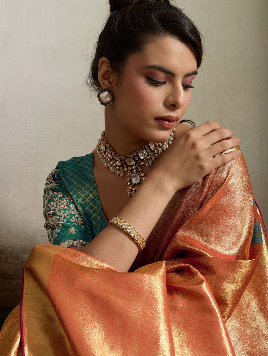Tissue Banarasi Silk Jacquard Saree with Meenakari Art & Pita Zari Blouse