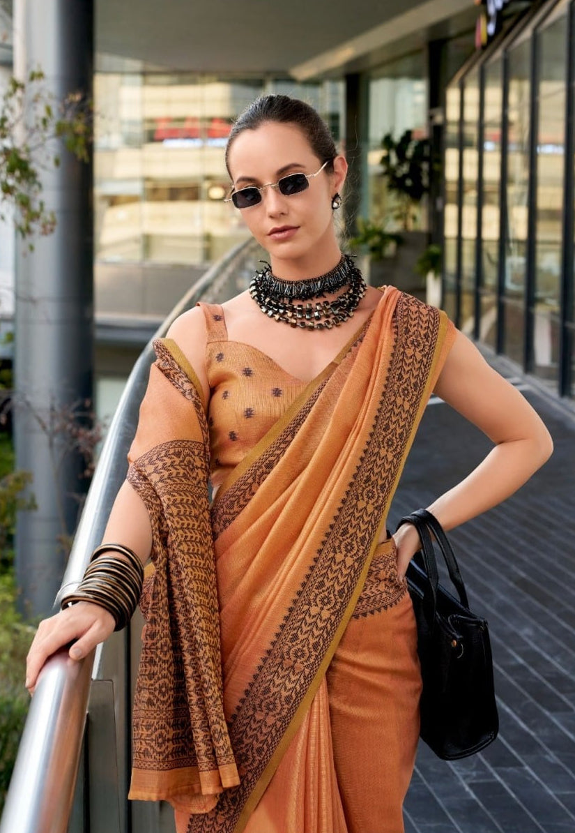 Premium Linen Tissue Silk Saree with Matching Blouse Piece