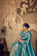 Ethereal Handloom Silk Saree with Intricate Weaving & Unstitched Blouse Piece