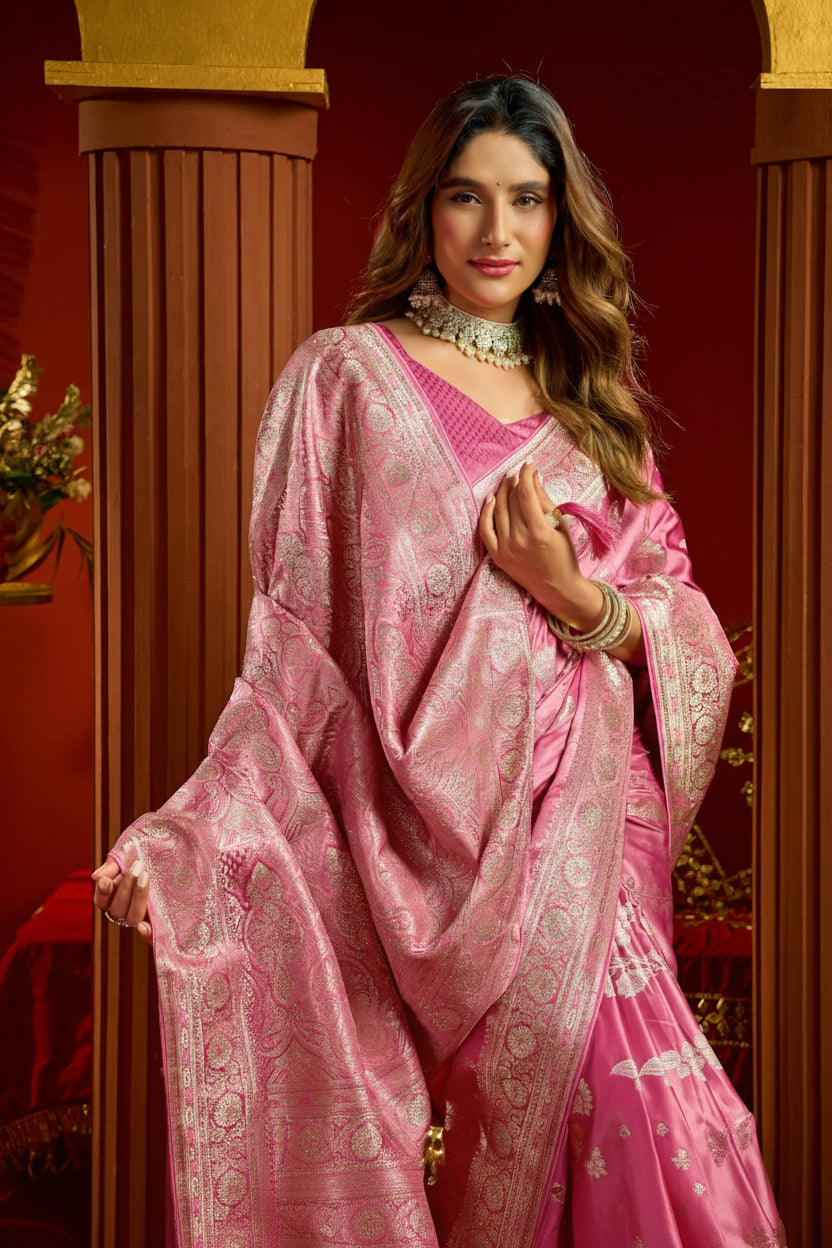Royal Satin Silk Saree with Intricate Swarovski Work & Fancy Border | Designer Festive Collection
