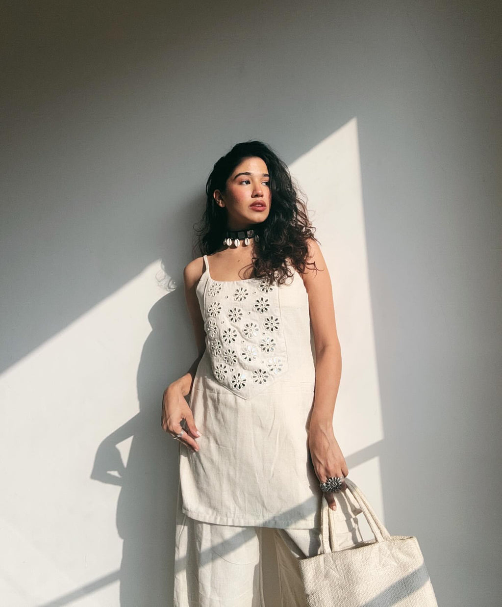 Shine in the Sun: Heavy Mirror-Work Cotton Flex Co-Ord Set