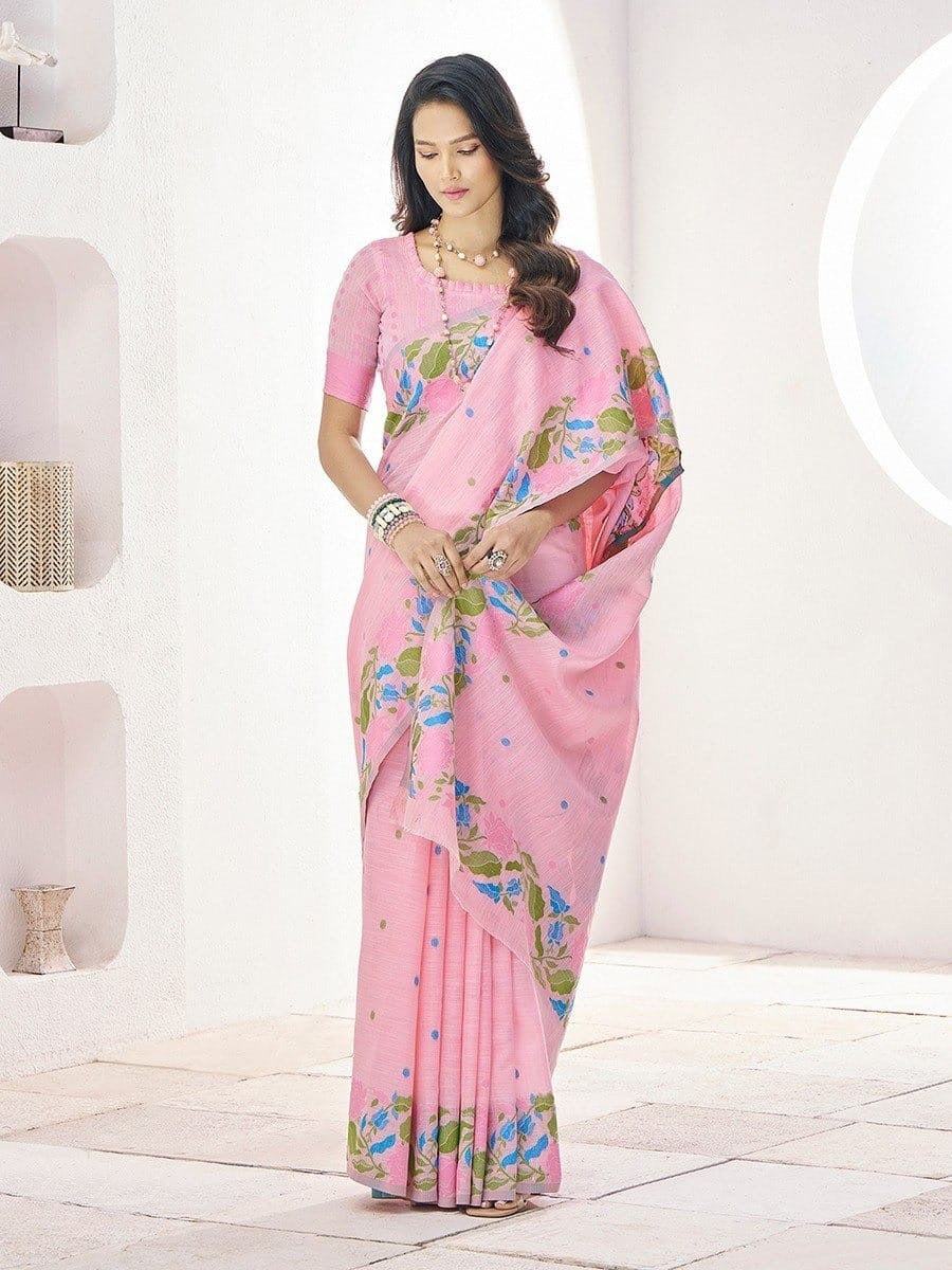 Breathable Opulence: Modern Linen Silk Sarees for Effortless Elegance