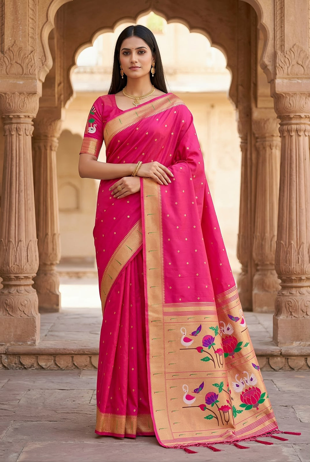 Timeless Royalty: The Muniya Paithani Soft Silk Saree