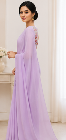 Elegant Daily Wear Saree – Soft Georgette Silk with Designer Floral Work Blouse