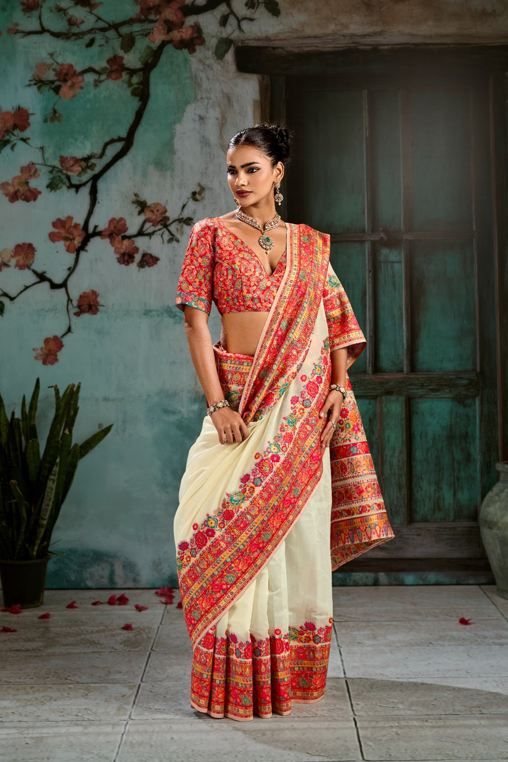 Wrap Yourself in Timeless Luxury: Handwoven Modal Cotton Pashmina Saree