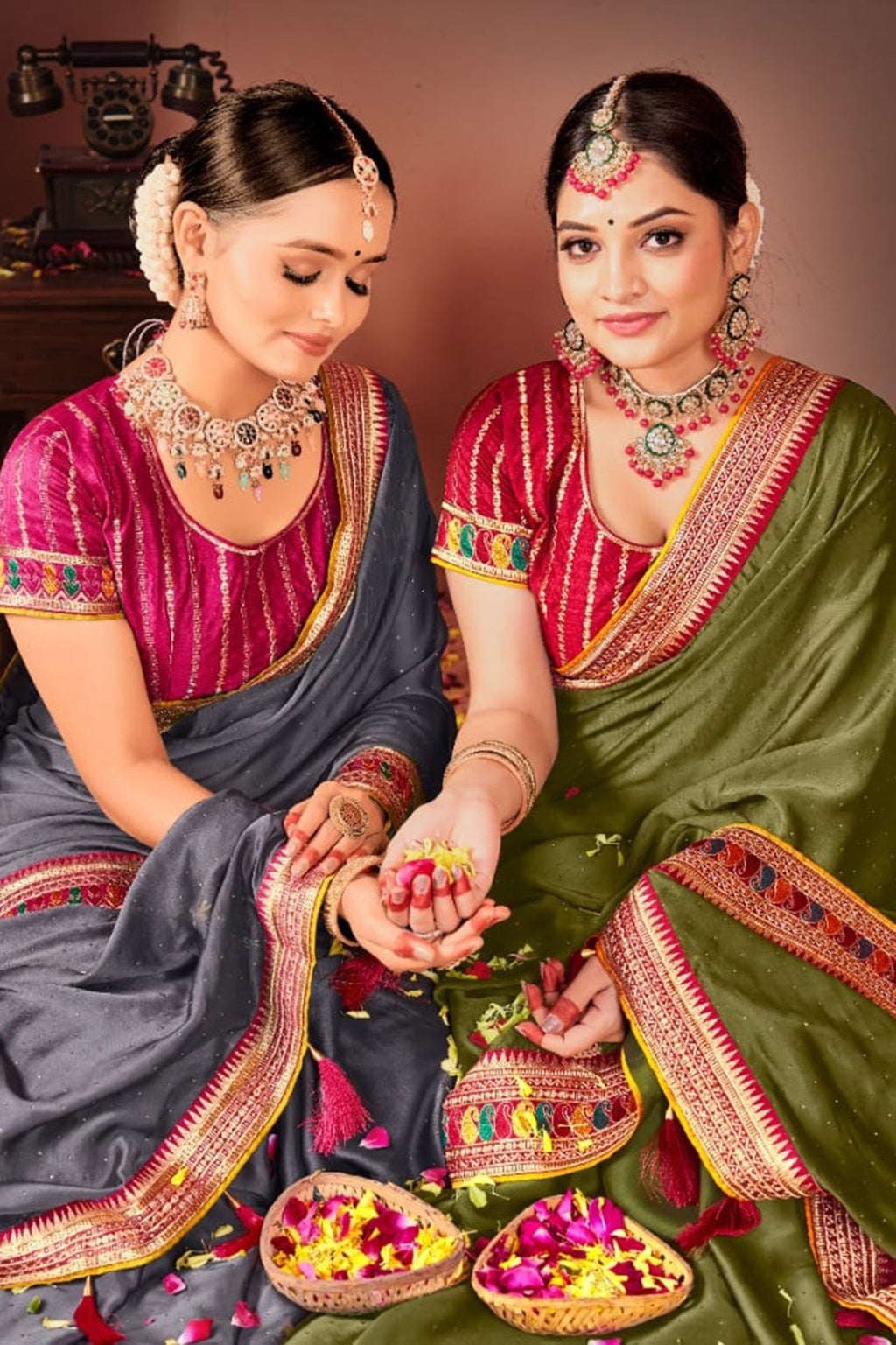 Rangoli Saree with Swarovski Crystal Border