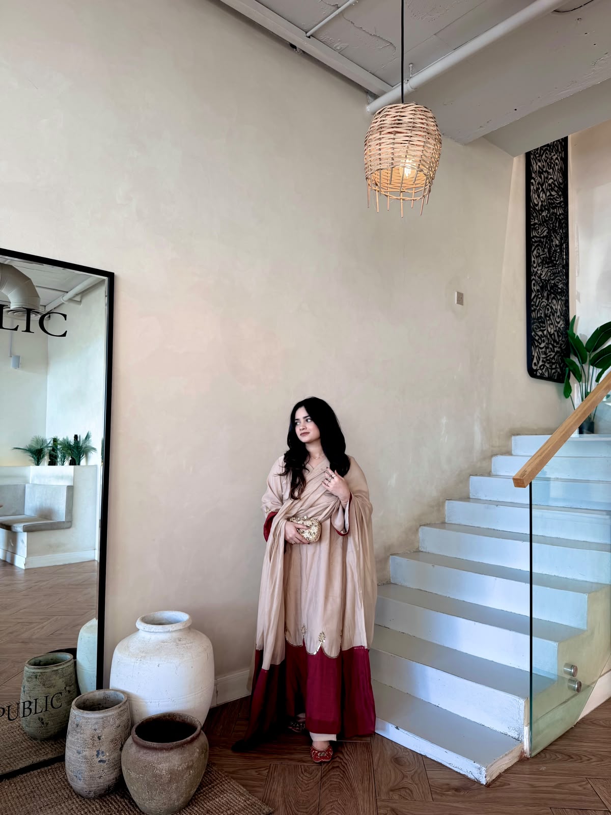 Pure Roman Silk Scalloped Kaftan & Palazzo Set