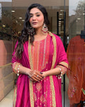 Reshmi Pink Hand-Embroidered Pure Diamond Silk 3-Piece Suit Set
