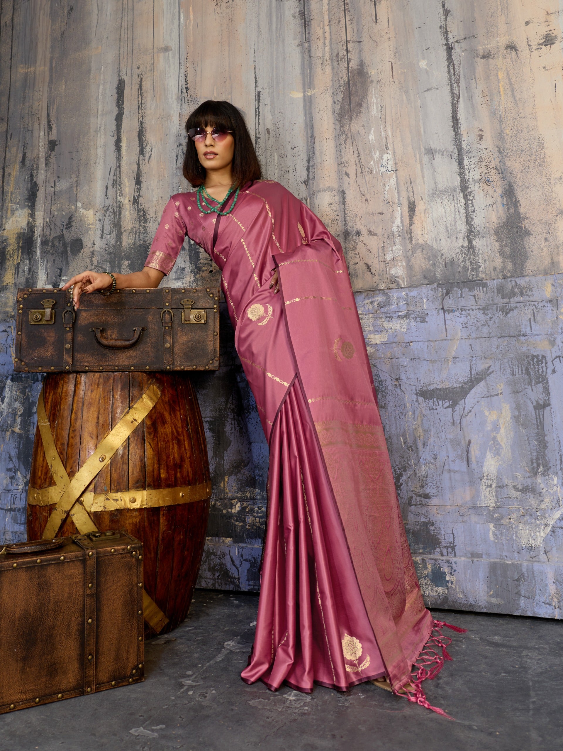 Premium Satin Handloom Weaving Saree – Elegant Festive Collection