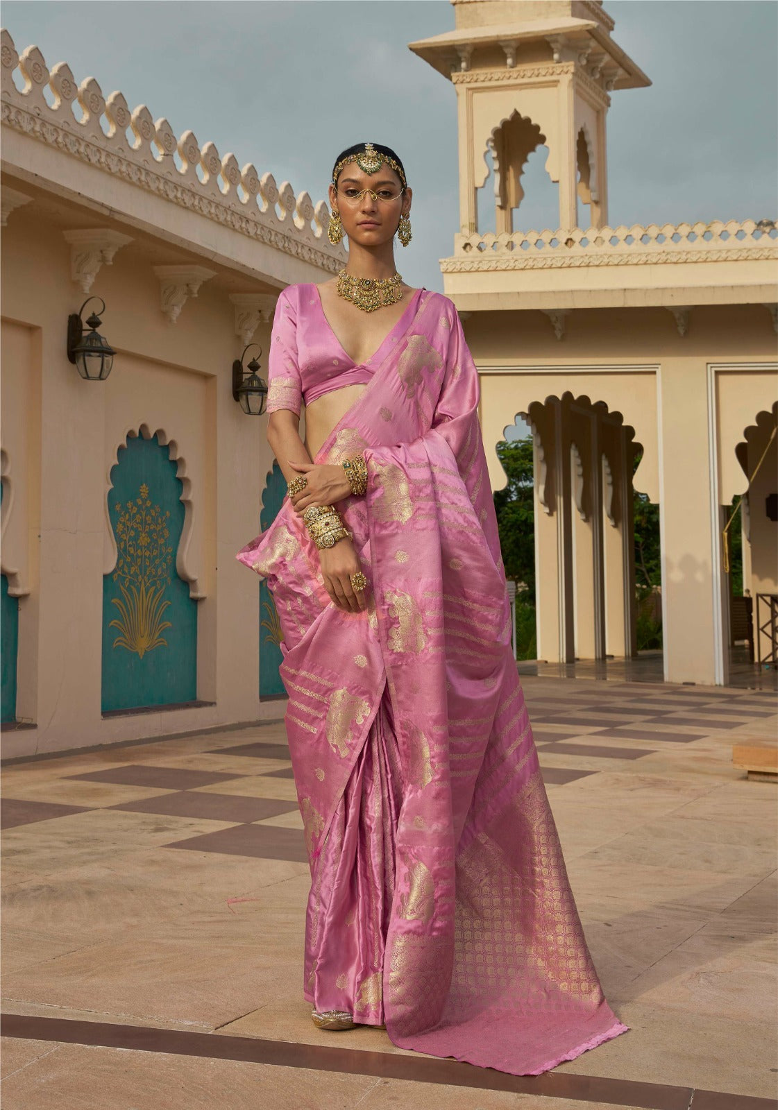 Luxe Satin Silk Jacquard Saree