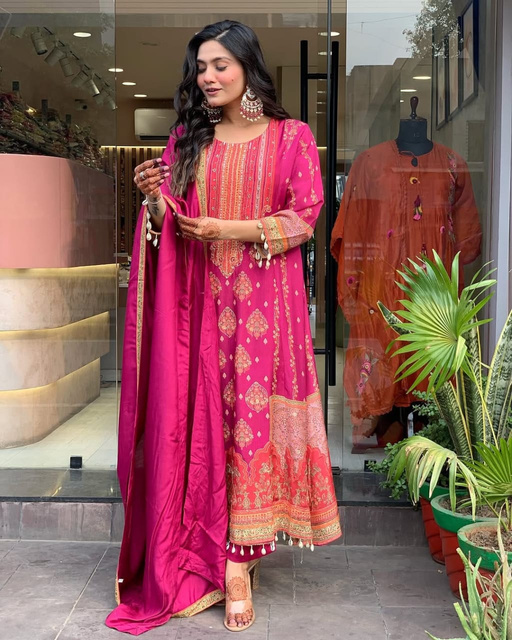 Reshmi Pink Hand-Embroidered Pure Diamond Silk 3-Piece Suit Set