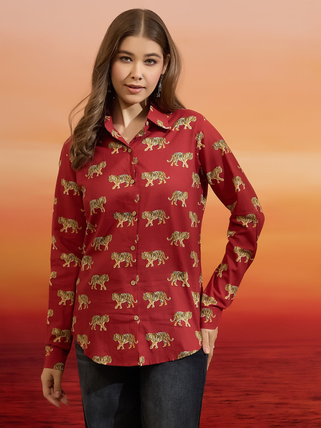 Quirky Print Pure Cotton Casual Shirt with Classic Collar & Full Sleeves