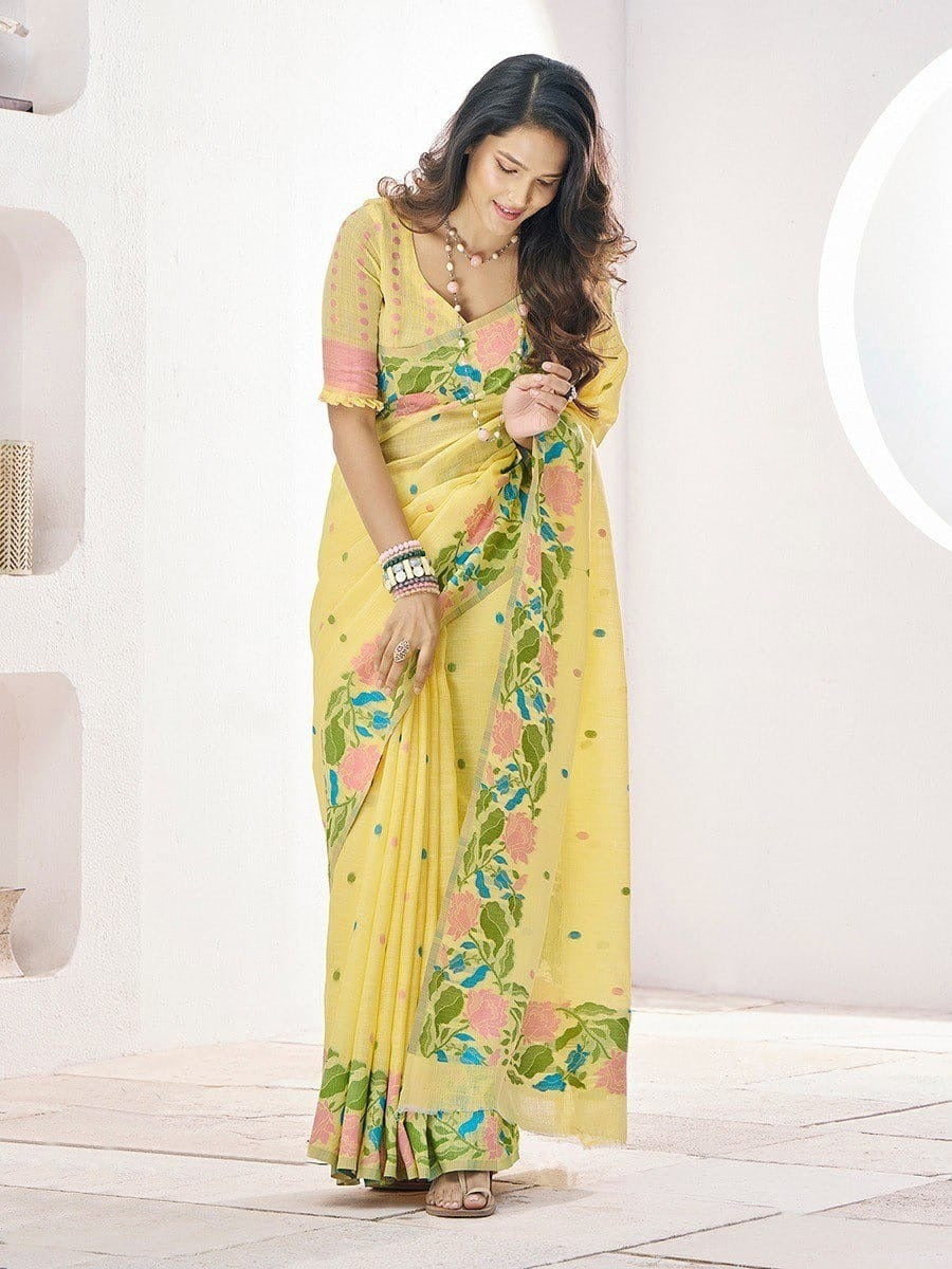 Breathable Opulence: Modern Linen Silk Sarees for Effortless Elegance