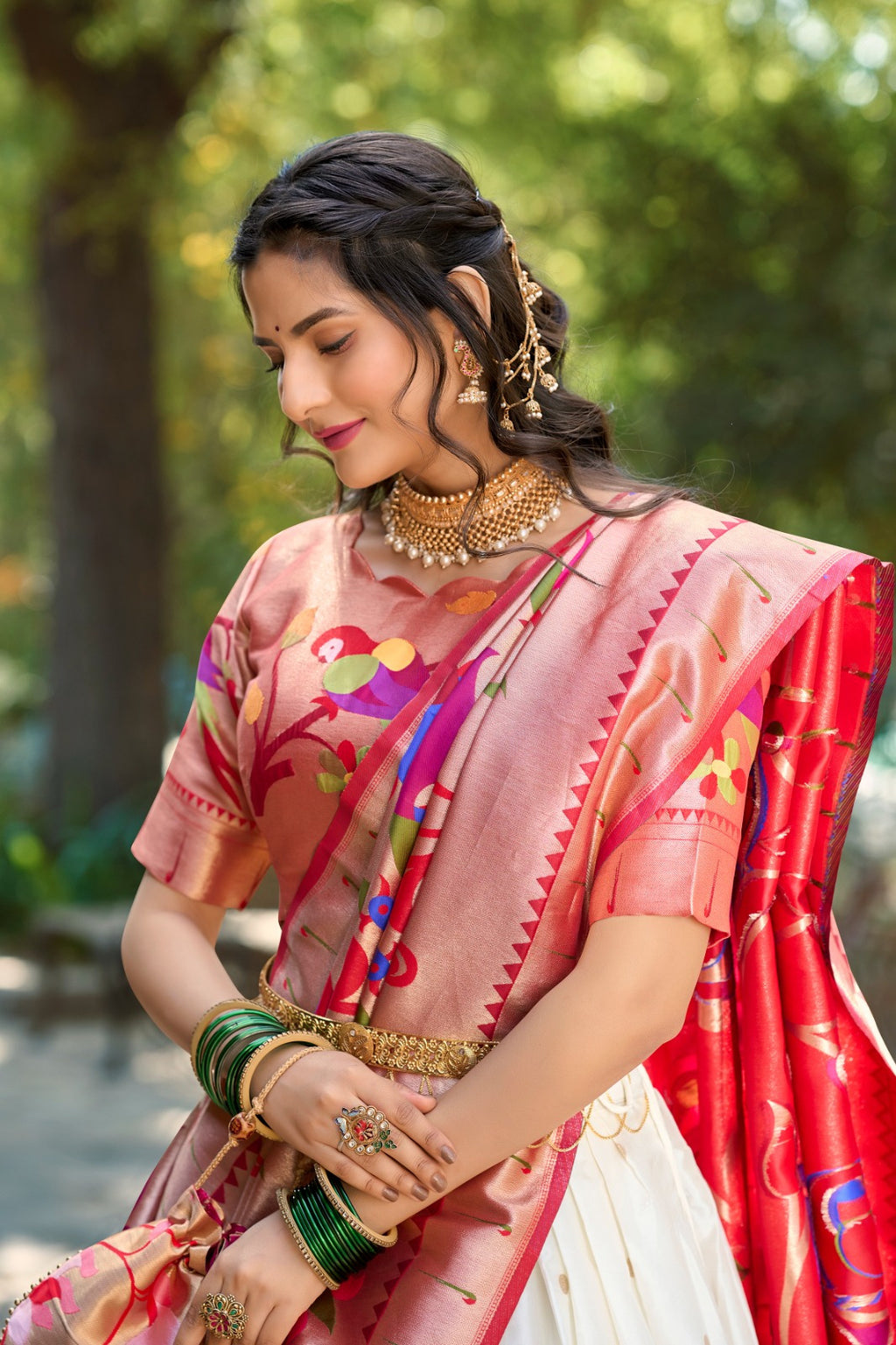 Regal Paithani Silk Lehenga Choli with 4-Meter Royal Flair & Zari Weave