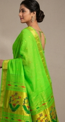Timeless Elegance: Handloom Cotton Paithani Saree with Traditional Fancy Pallu