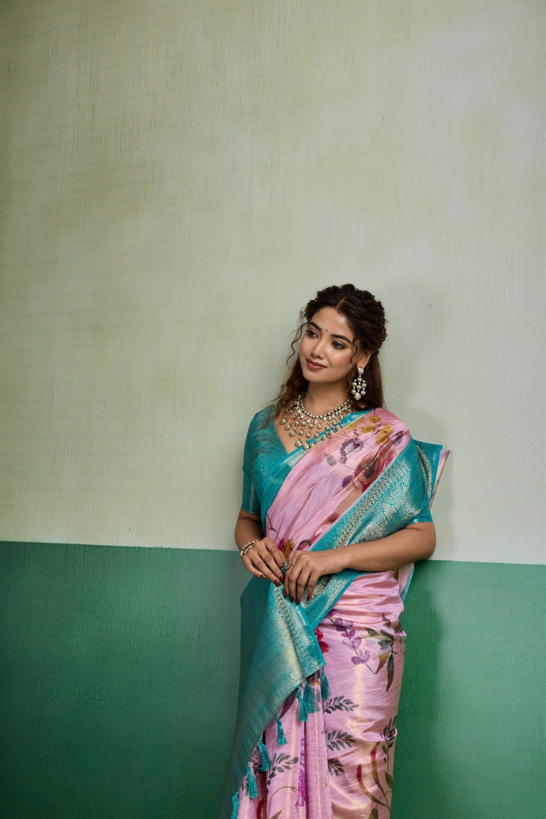 Pure Kanjivaram Tissue Silk Saree with 3D Floral Digital Print