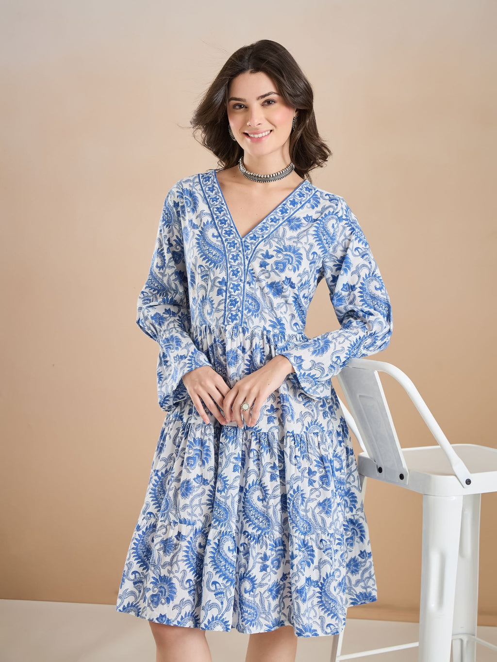 Floral Print Peplum Fit White Dress