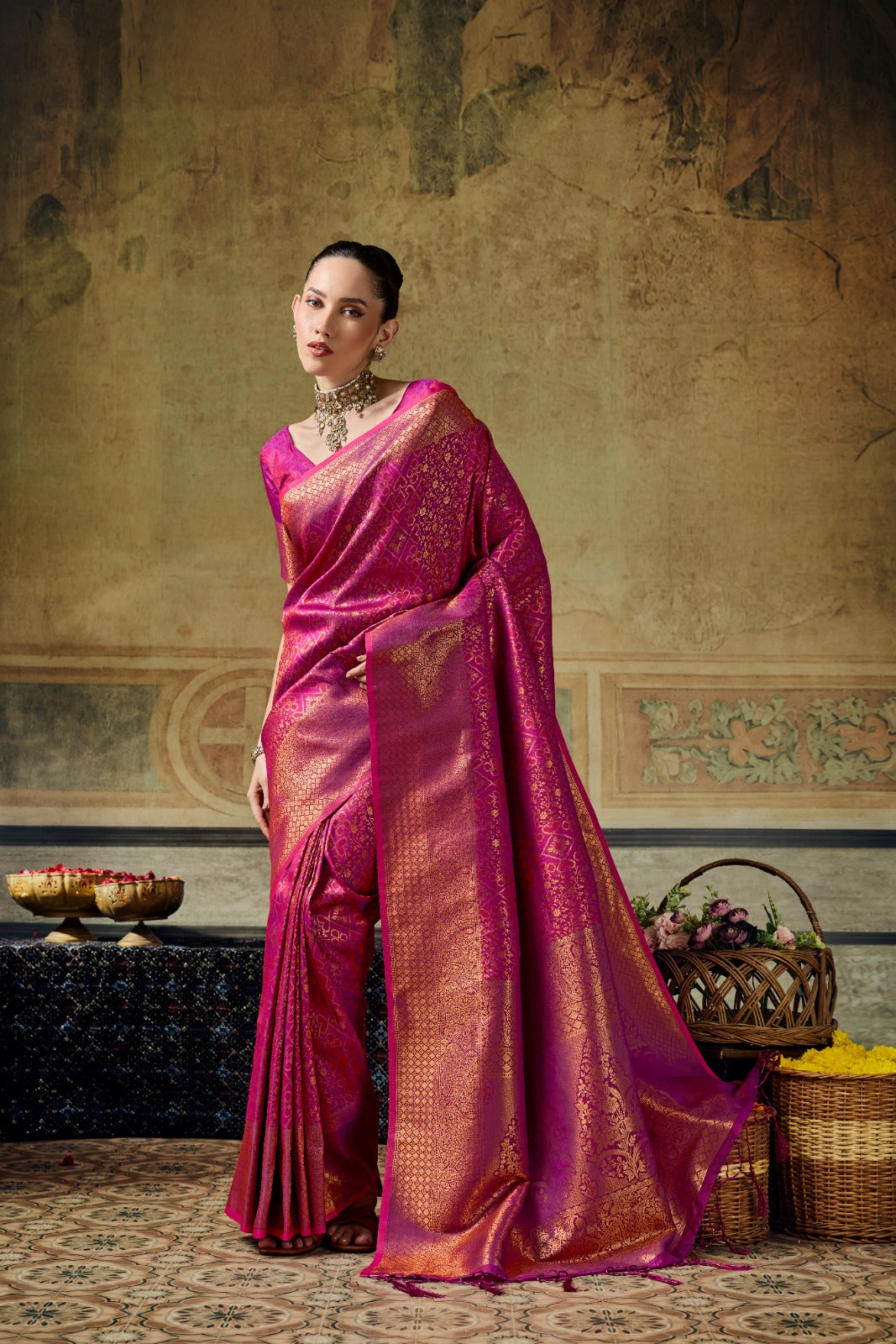 Handloom Silk Saree with Matching Silk Blouse | Festive & Partywear