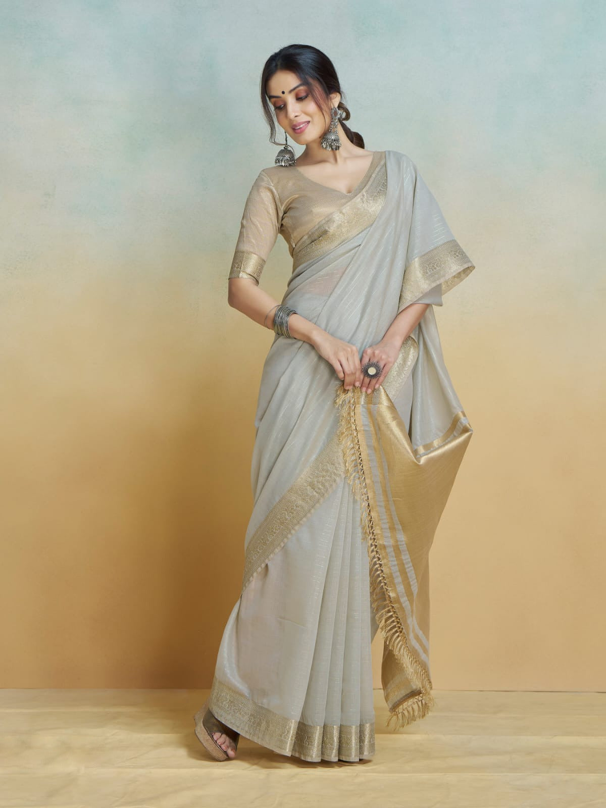Shine Silk: Premium Handloom Khadi Silk Saree with Digital Prints