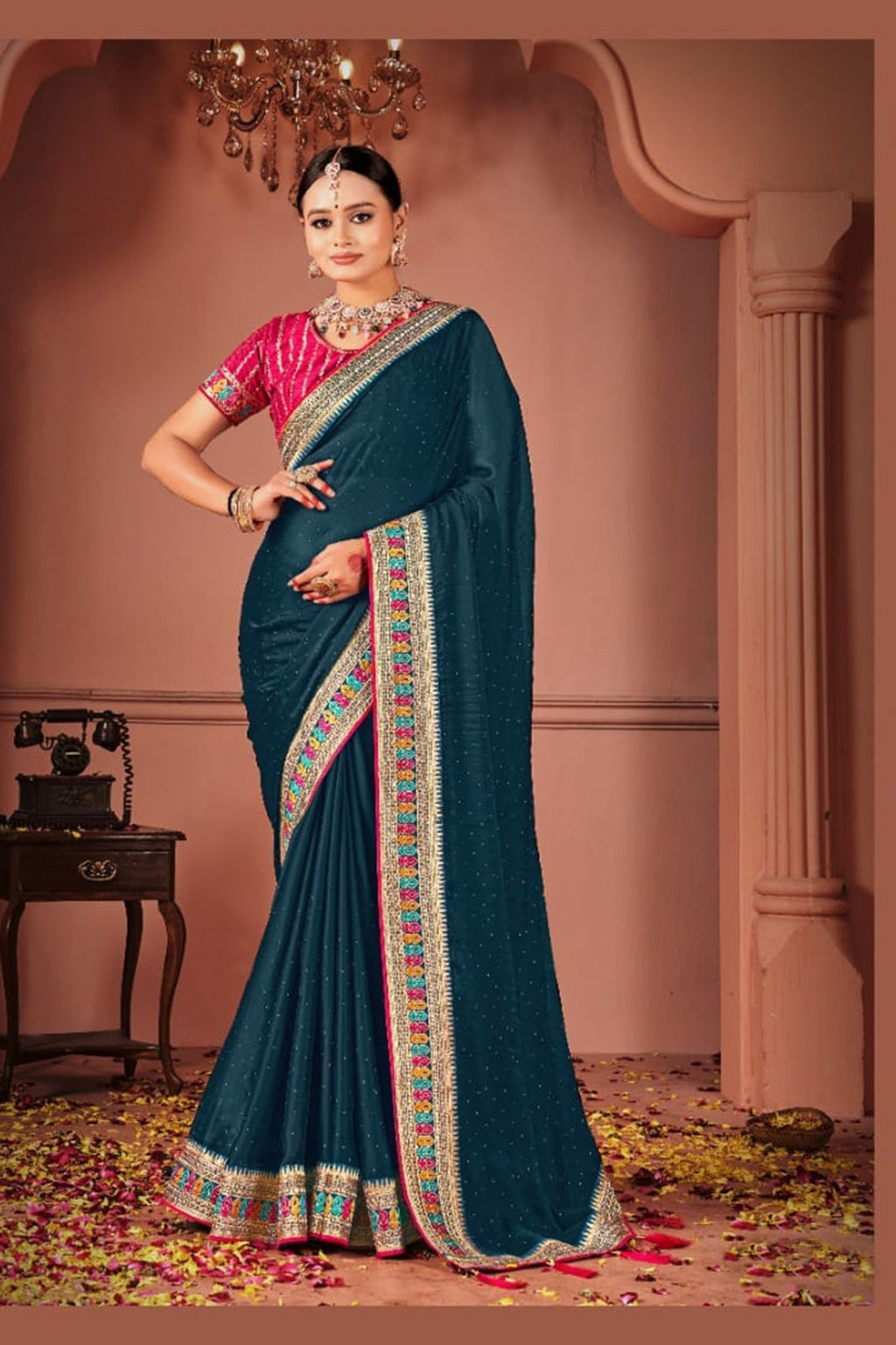 Rangoli Saree with Swarovski Crystal Border