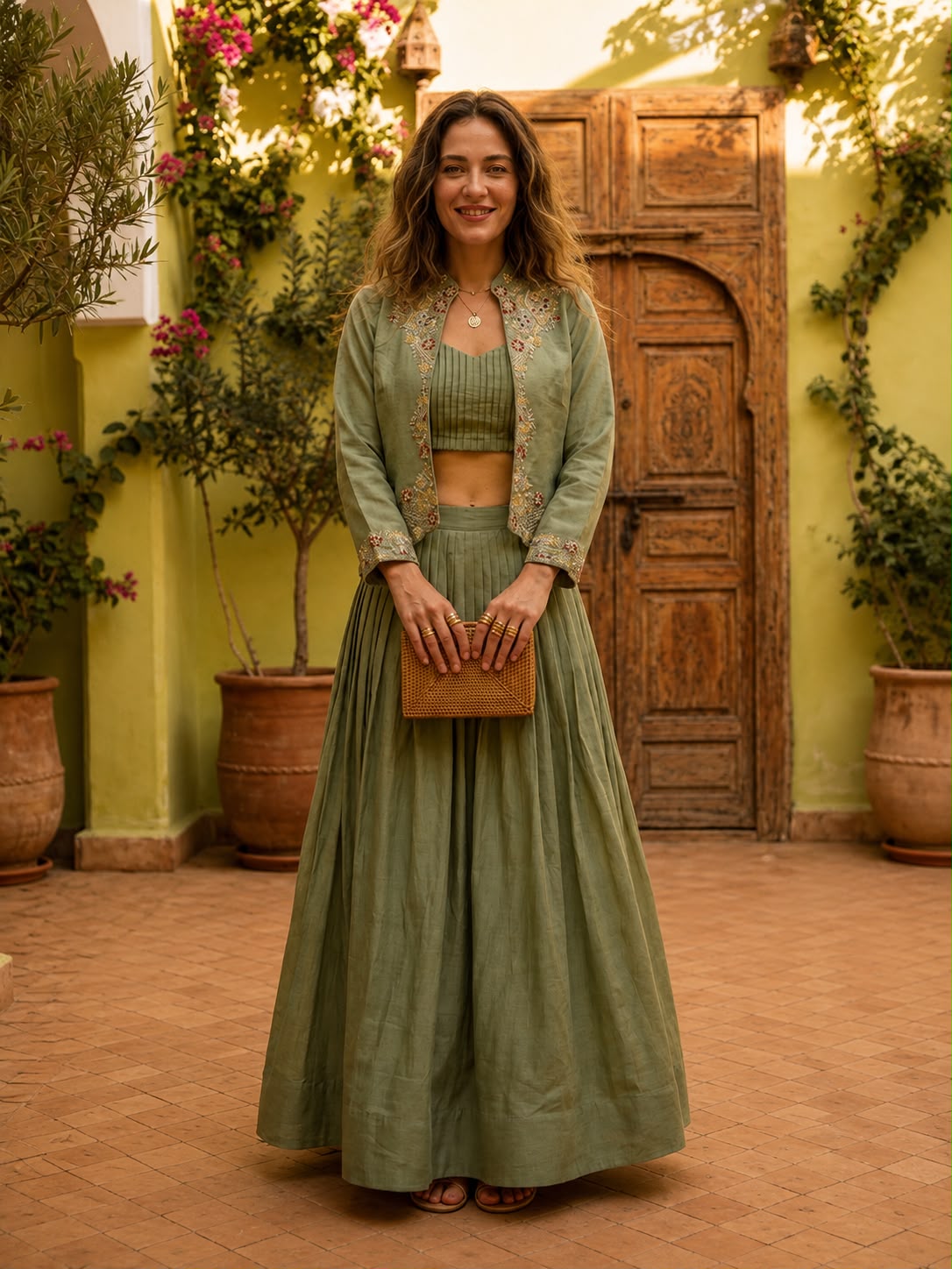 Festive Fusion Opulence: Premium Zazu Silk Embroidered Jacket Lehenga Set with 3-Meter Flair