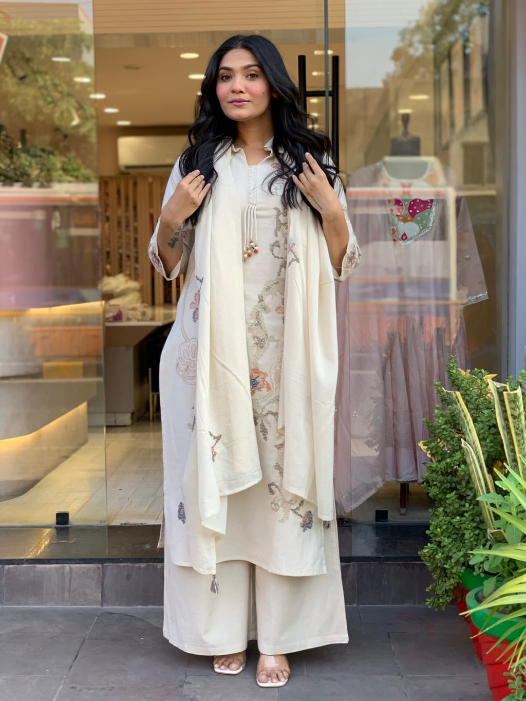 Premium Cotton Flex Embroidered Kurti Set – Elegant Summer Grace