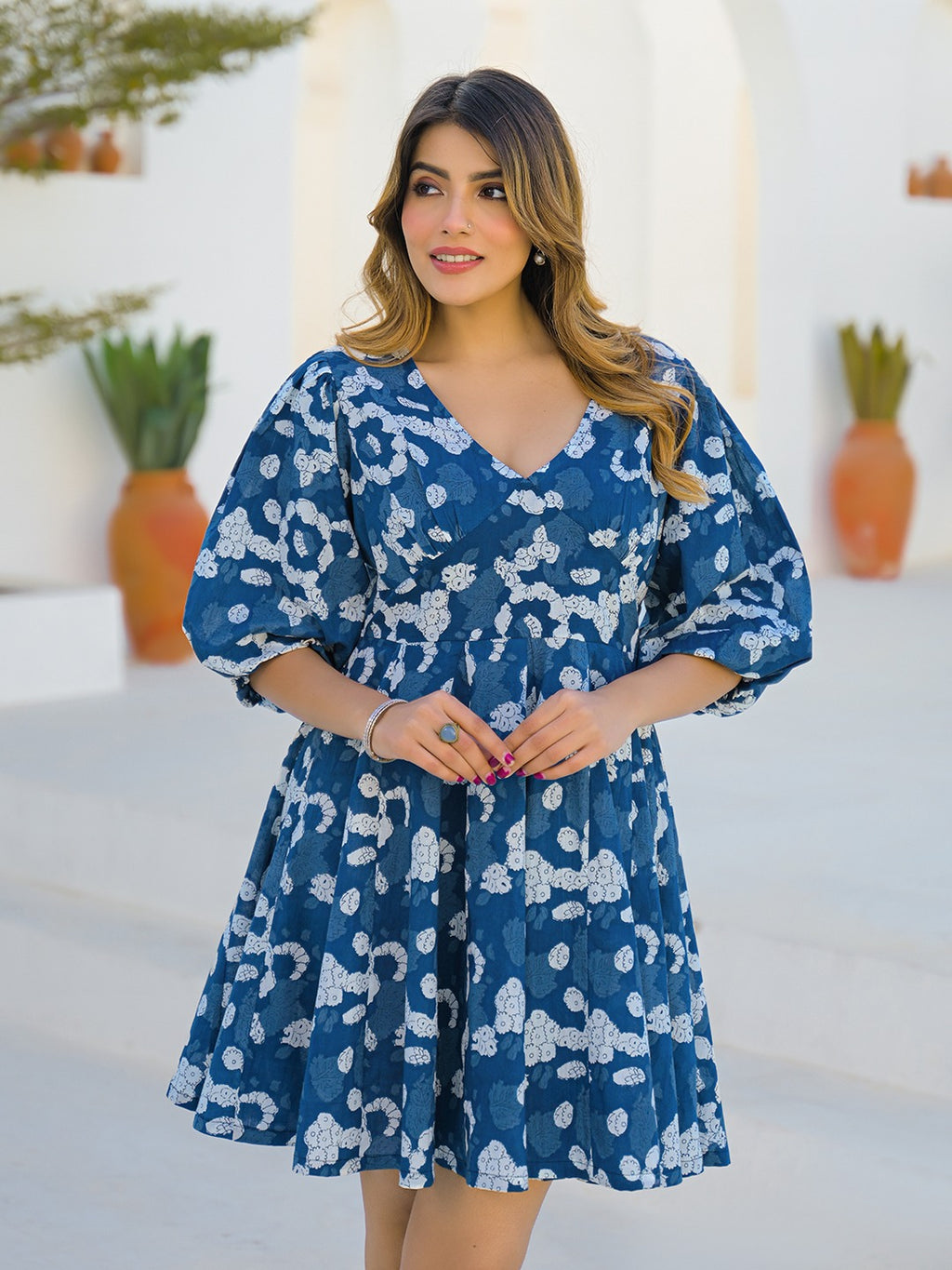 Blue Printed Dress