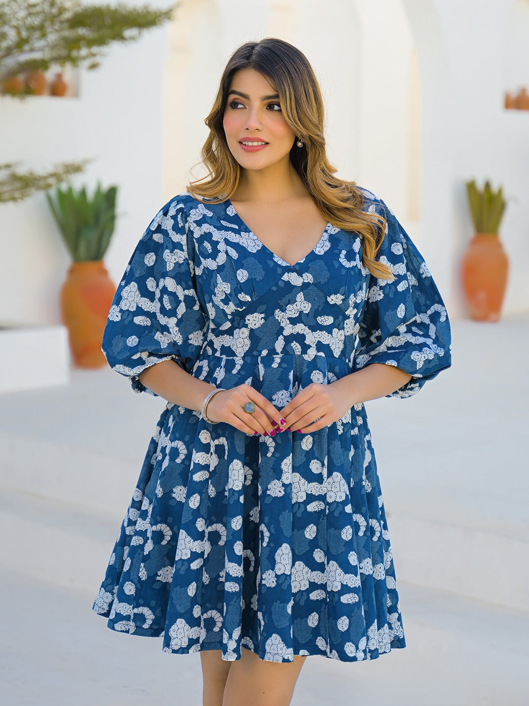 Blue Printed Dress