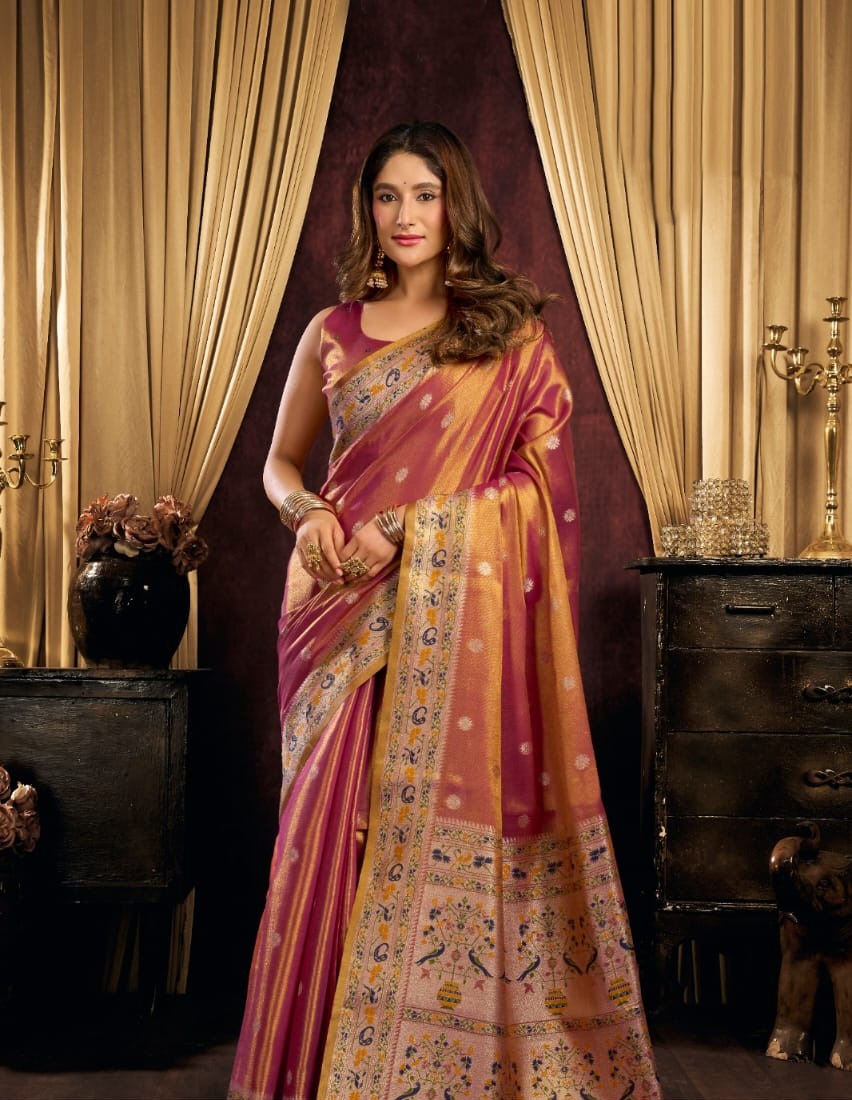 Glimmer in Heritage: Luxury Tissue Silk Sarees for Festive & Party Elegance