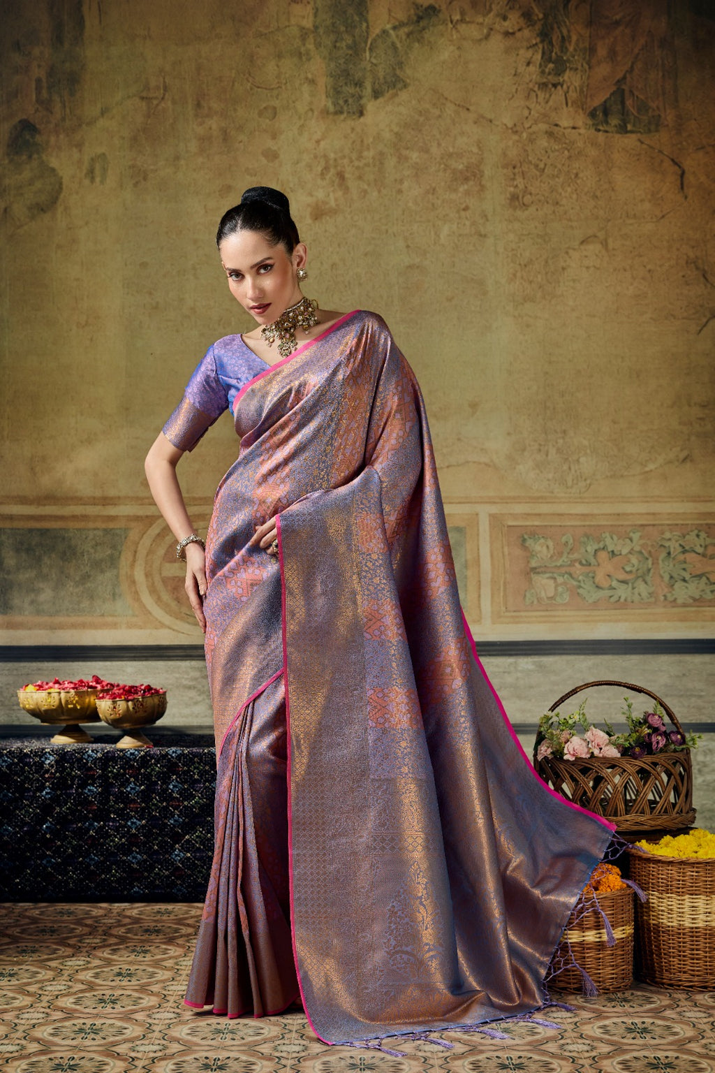 Handloom Silk Saree with Matching Silk Blouse | Festive & Partywear