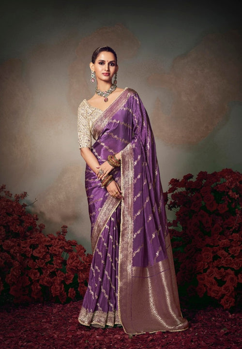 Chiniya Silk Saree with Lace Border