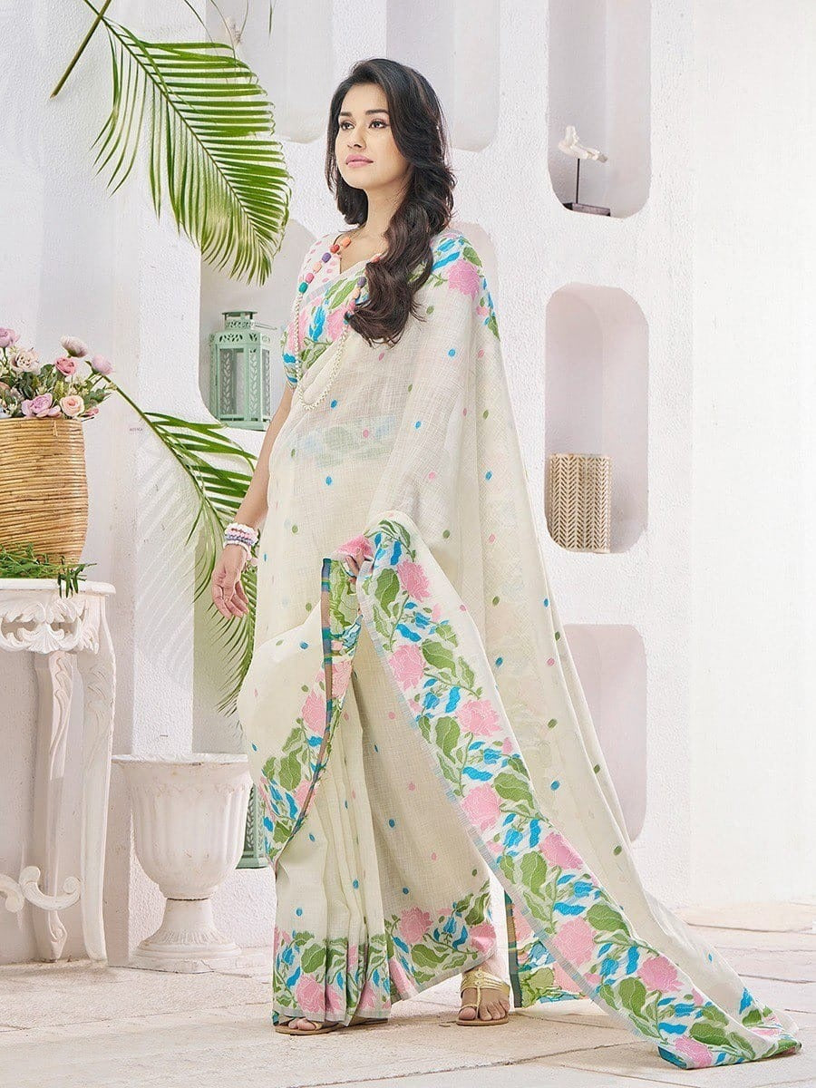 Breathable Opulence: Modern Linen Silk Sarees for Effortless Elegance