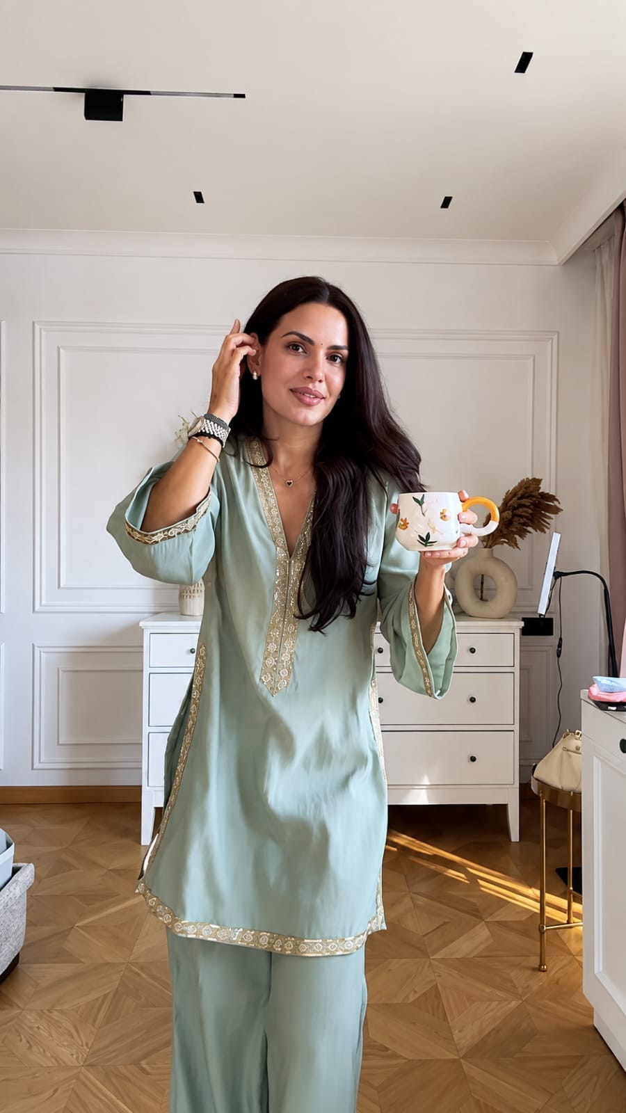 Pure Banana Silk 3-Piece Plazo Set