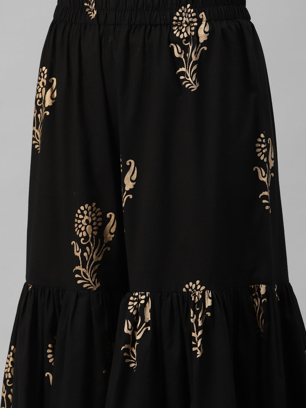 Glam Up Your Festive Look: Gotta Patti Black & Gold Kurta Sharara Set